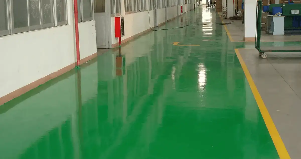 A factory floor professionally covered and marked with epoxy flooring in Erie, PA